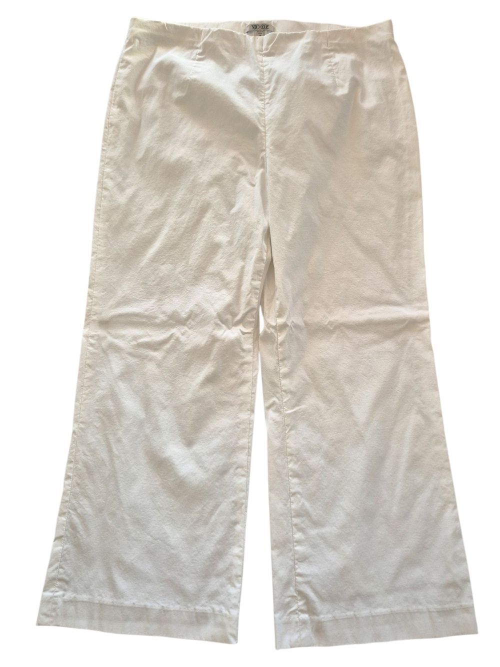 NIC+ZOE White Wide Leg Crop Pants 14 Pull On CoastalChic Resort City Beach Artsy - Picture 3 of 8